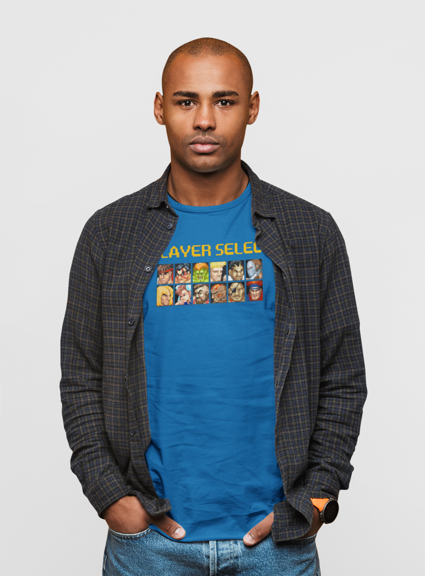 Street Fighter 2 'Player Select' - Camiseta azul