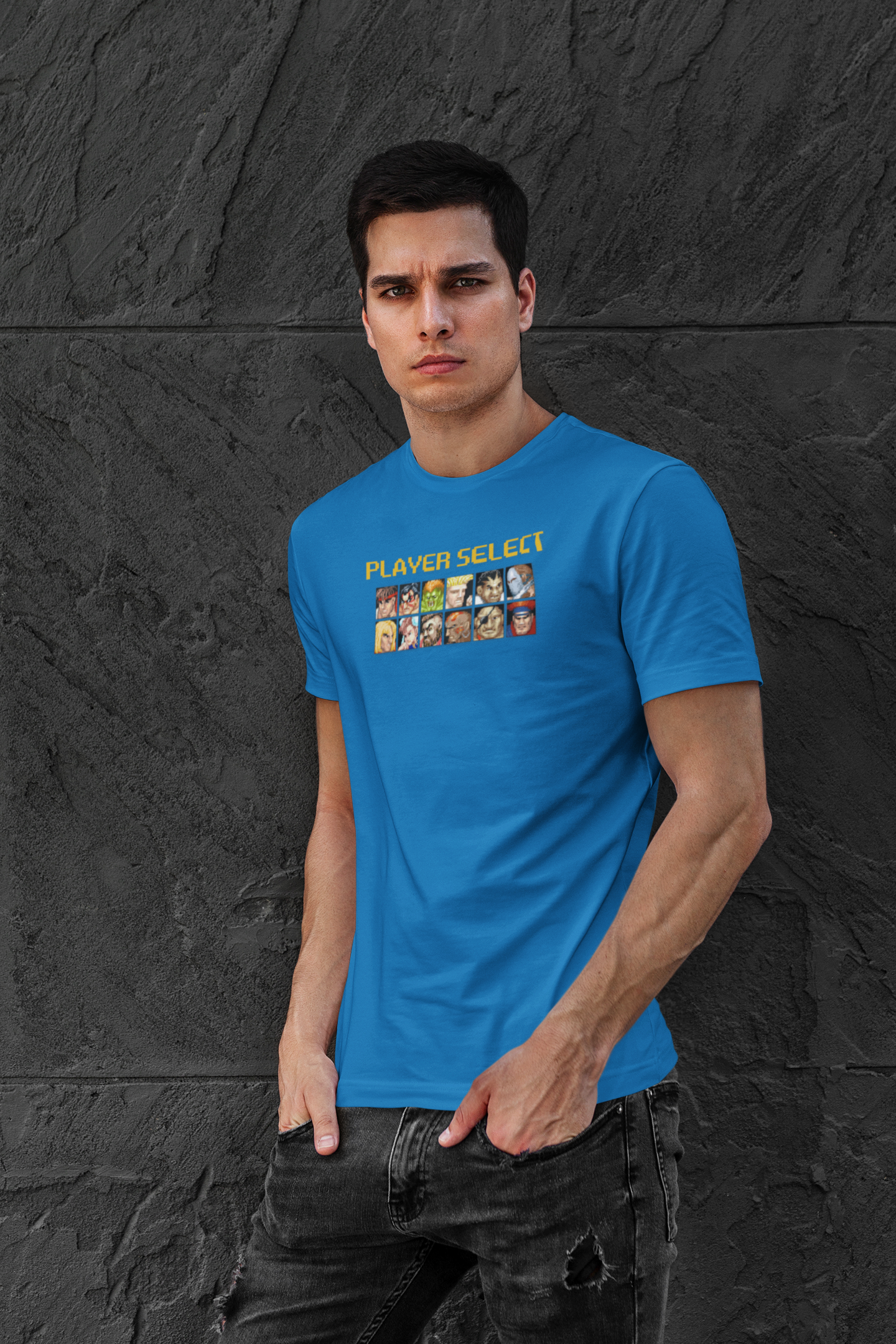 Street Fighter 2 'Player Select' - Camiseta azul