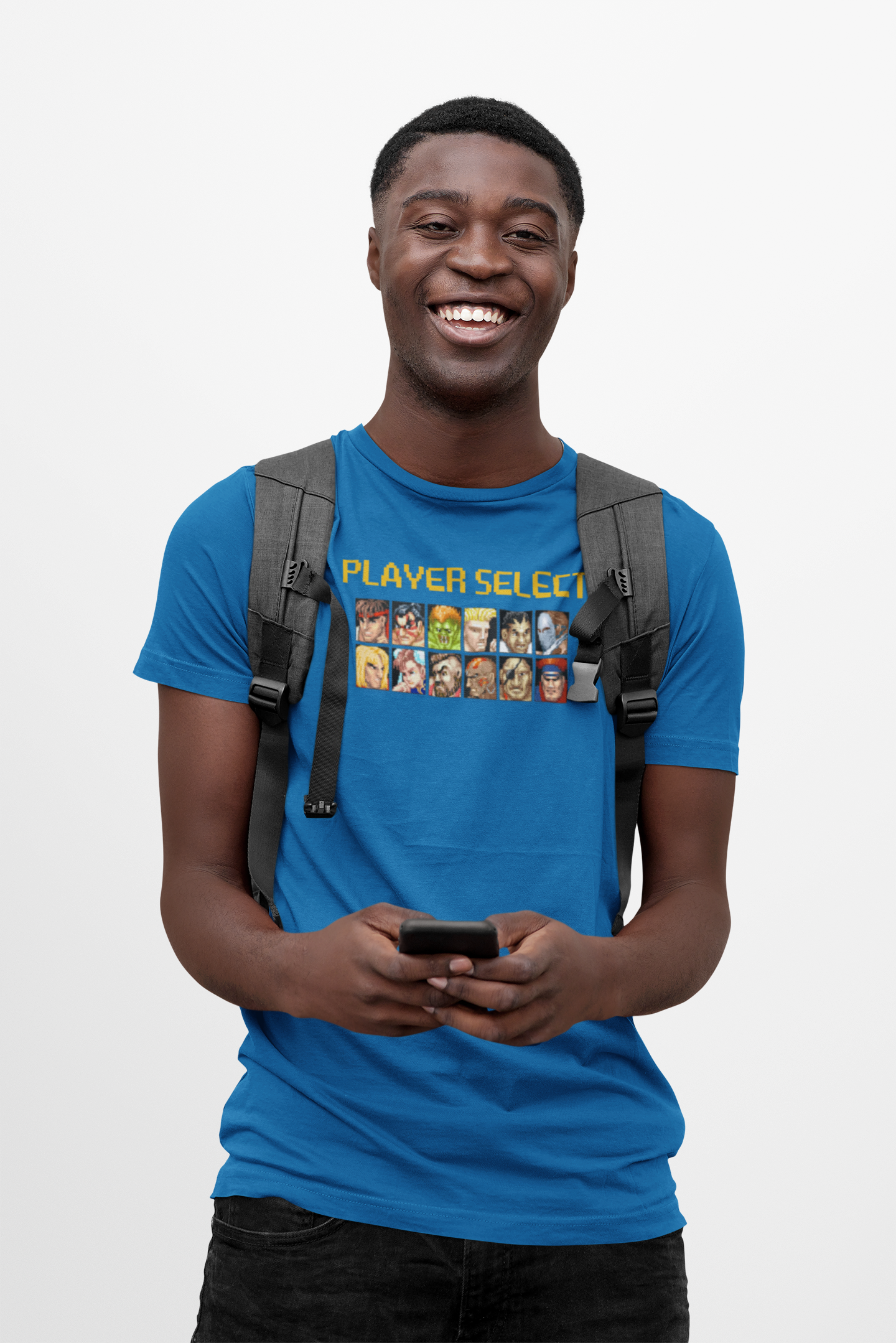 Street Fighter 2 'Player Select' - Camiseta azul