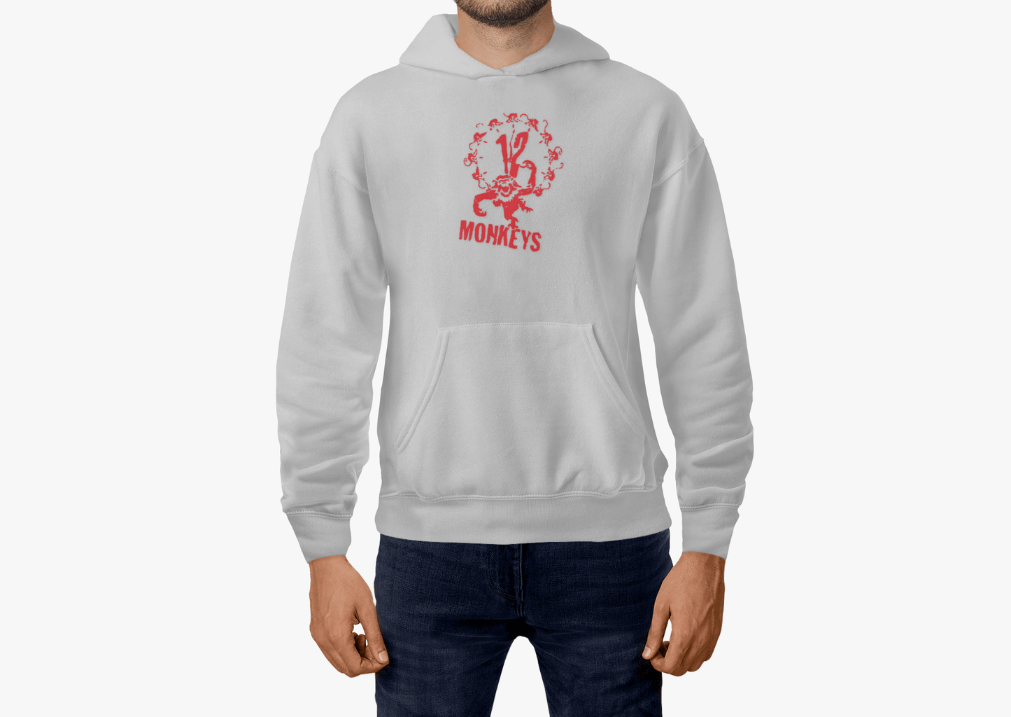 12 Monos - Sudadera gris con capucha - Retro Cool