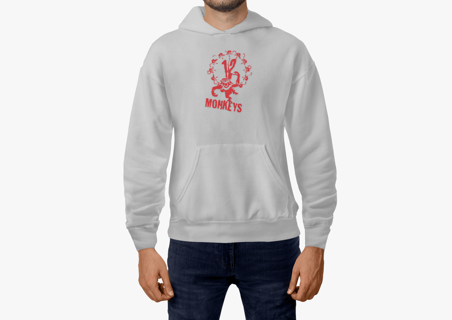 12 Monos - Sudadera gris con capucha - Retro Cool
